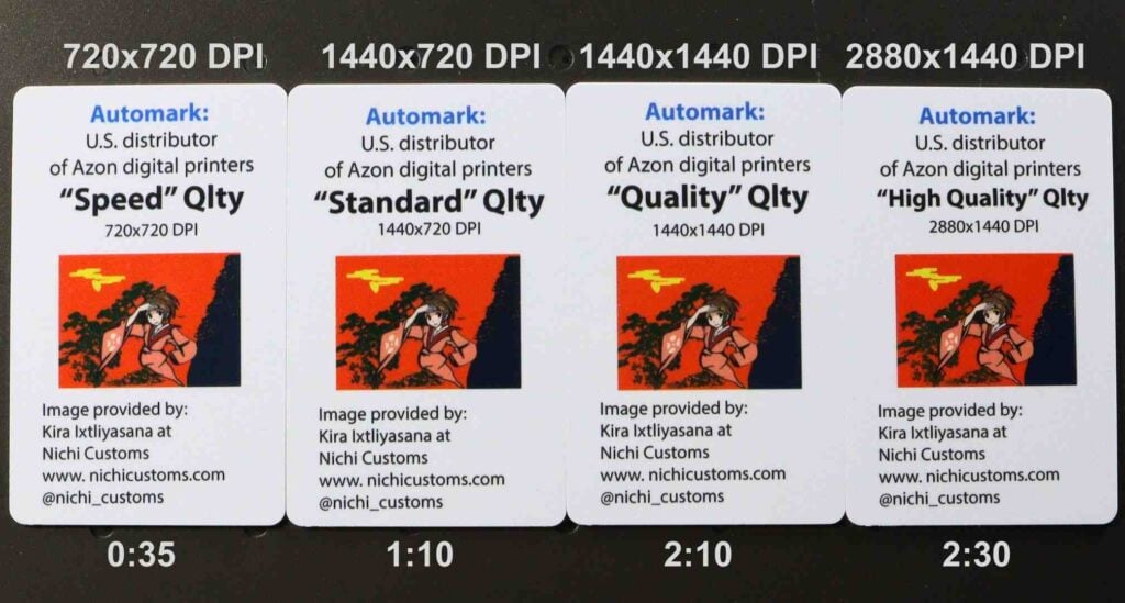 UV Digital Printer showing Four Quality Levels