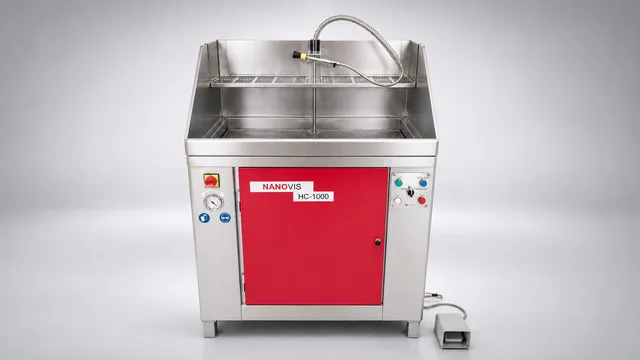 Automark Nanovis HC-1000 manual parts cleaner, an environmentally friendly solution for cleaning ink cups and parts with ink, sold in the North American market.