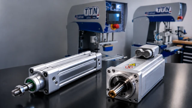 Automark pneumatic and servo-driven cylinders, showcasing options for pad printing equipment.