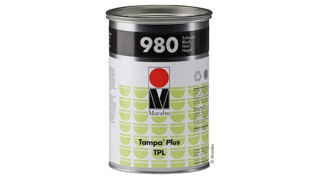 Marabu Tampa Plus TPL 980 black pad printing ink can, a high-quality industrial ink for durable and precise marking, available from Automark.