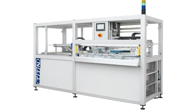 A TTN Servo Innovator Automated Catheter Tube Printer, an industrial machine capable of printing up to 400 catheter tubes per hour, featuring automated pre-treatment, measurement, printing, and drying processes, distributed by Automark.