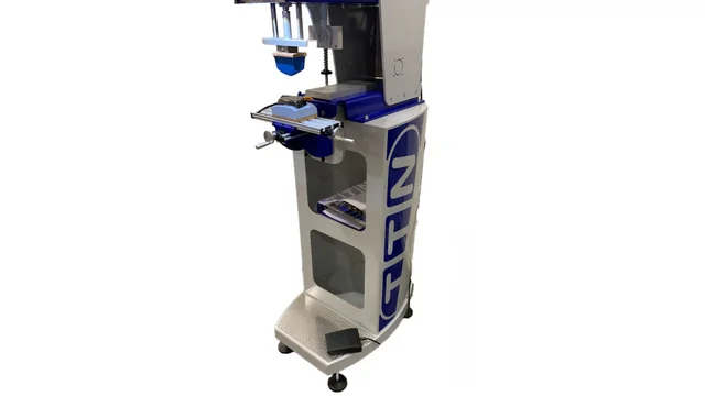 TTN Standard Pedestal for Universal Series pad printing machines, a robust and ergonomic stand with included storage, available from Automark.